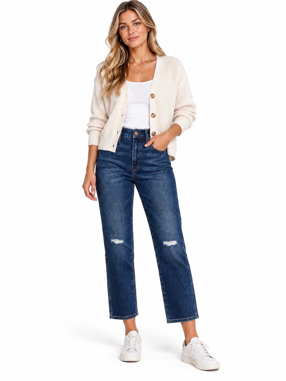 White House Black Market Dark Blue Straight Leg Cropped Jeans